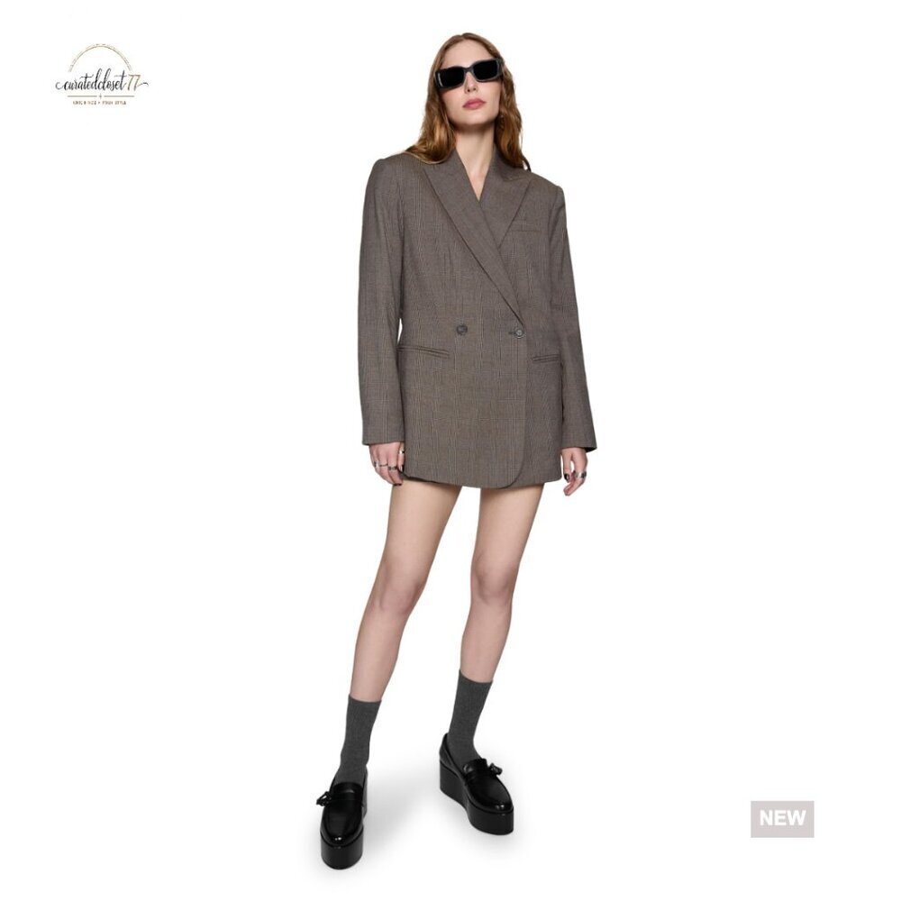 Oversized Blazer with Notch Collar, Button Closure, Professional Style